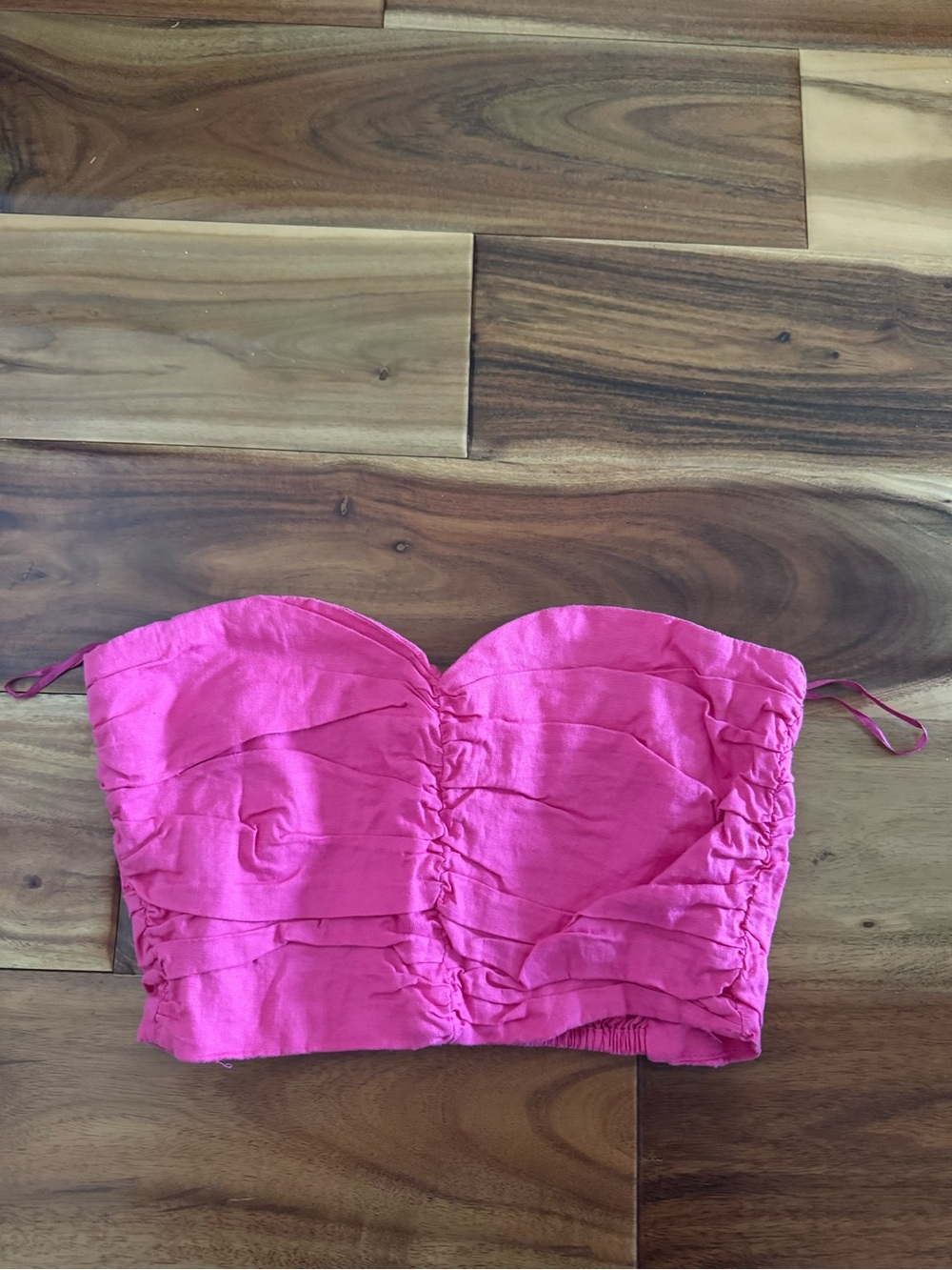 Zara Strapless Ruched Pink Crop Top